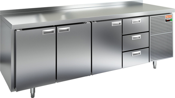 Холодильный стол HICOLD BN1113 BR2 BT, бок, 3 ящика, 3 двери (-18...-10°С)